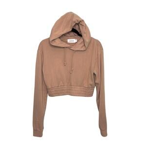 Talentless Cropped Boxing Hoodie Tan Hooded Sweatshirt S